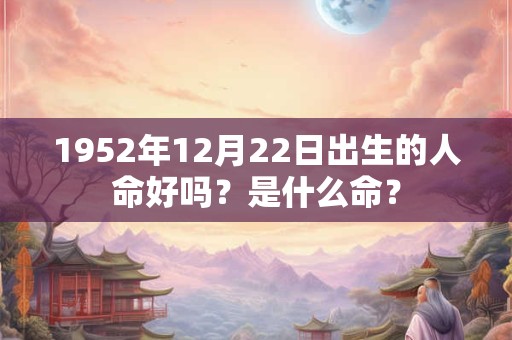 1952年12月22日出生的人命好吗?是什么命? 1952年12月22日出生的人命好吗?是什么命?