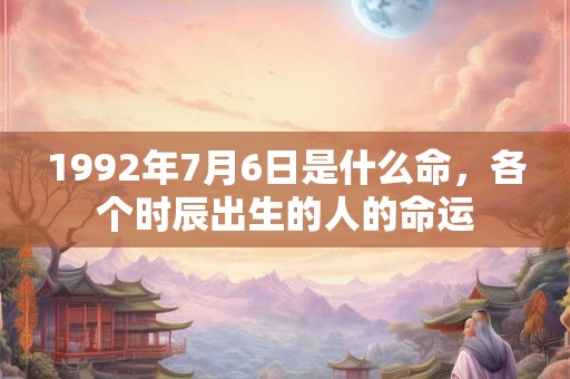 1992年7月6日是什么命,各个时辰出生的人的命运 1992年7月6日是什么命,各个时辰出生的人的命运