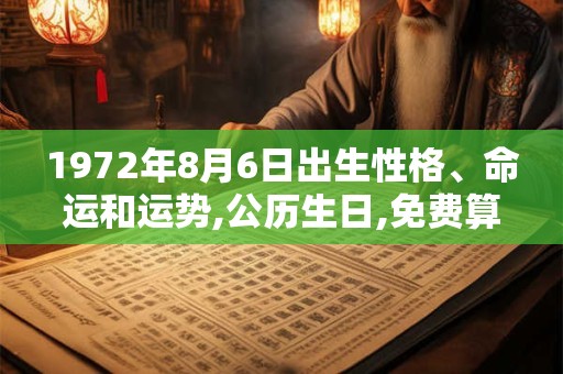 1972年8月6日出生性格、命运和运势,公历生日,免费算命 1972年8月6日出生性格、命运和运势,公历生日,免费算命