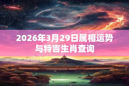 2026年3月29日属相运势与特吉生肖查询 2026年3月29日属相运势与特吉生肖查询