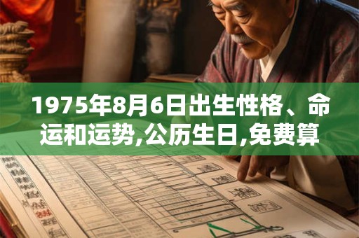 1975年8月6日出生性格、命运和运势,公历生日,免费算命 1975年8月6日出生性格、命运和运势,公历生日,免费算命