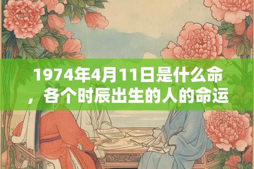 1974年4月11日是什么命，各个时辰出生的人的命运