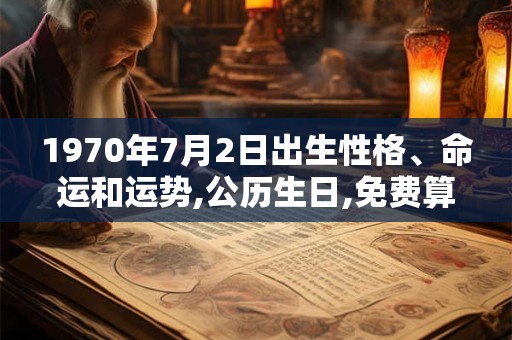 1970年7月2日出生性格、命运和运势,公历生日,免费算命 1970年7月2日出生性格、命运和运势,公历生日,免费算命