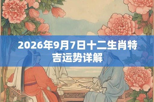 2026年9月7日十二生肖特吉运势详解 2026年9月7日十二生肖特吉运势详解
