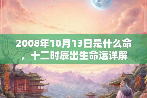 2008年10月13日是什么命，十二时辰出生命运详解