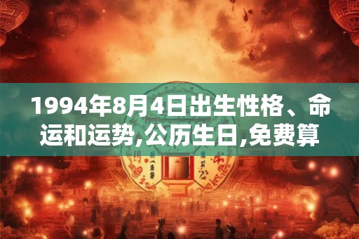 1994年8月4日出生性格、命运和运势,公历生日,免费算命