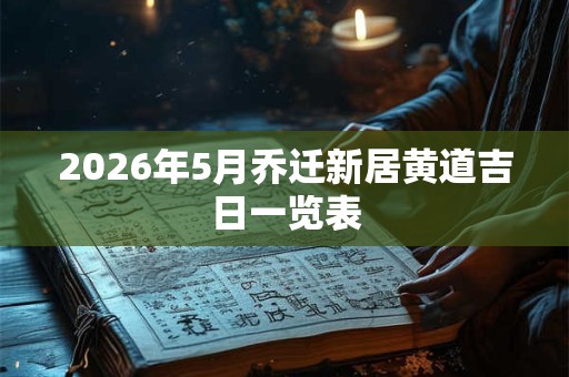 2026年5月乔迁新居黄道吉日一览表