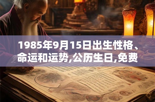 1985年9月15日出生性格、命运和运势,公历生日,免费算命 1985年9月15日出生性格、命运和运势,公历生日,免费算命