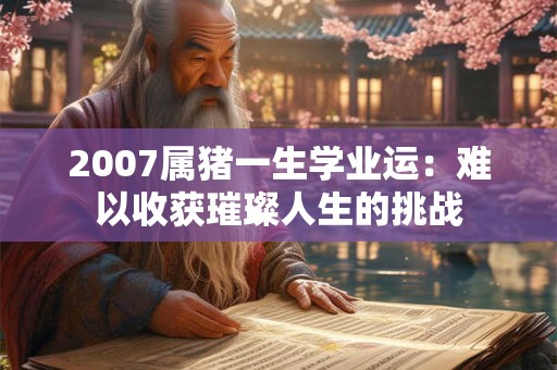 2007属猪一生学业运:难以收获璀璨人生的挑战 2007属猪一生学业运:难以收获璀璨人生的挑战