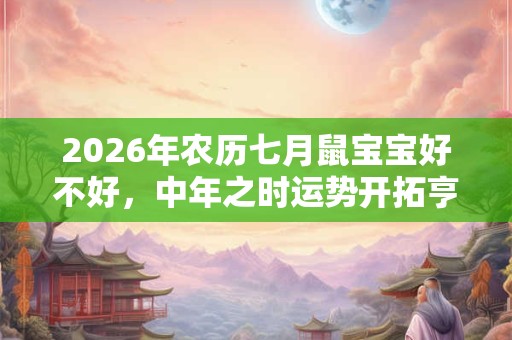 2026年农历七月鼠宝宝好不好,中年之时运势开拓亨通,事业顺利 2026年农历七月鼠宝宝好不好,中年之时运势开拓亨通,事业顺利