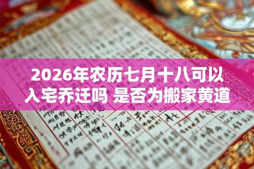 2026年农历七月十八可以入宅乔迁吗 是否为搬家黄道吉日