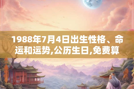 1988年7月4日出生性格、命运和运势,公历生日,免费算命 1988年7月4日出生性格、命运和运势,公历生日,免费算命