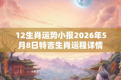 12生肖运势小报2026年5月8日特吉生肖运程详情 12生肖运势小报2026年5月8日特吉生肖运程详情
