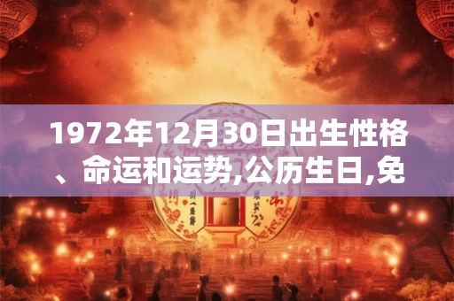 1972年12月30日出生性格、命运和运势,公历生日,免费算命 1972年12月30日出生性格、命运和运势,公历生日,免费算命