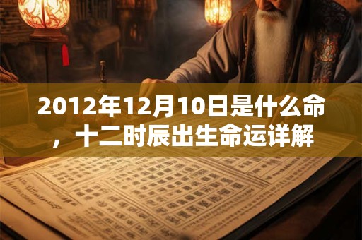 2012年12月10日是什么命，十二时辰出生命运详解