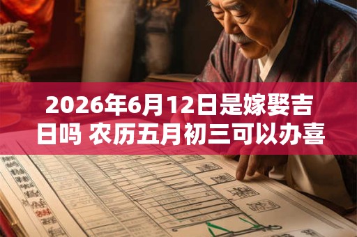 2026年6月12日是嫁娶吉日吗 农历五月初三可以办喜酒吗 2026年6月12日是嫁娶吉日吗 农历五月初三可以办喜酒吗