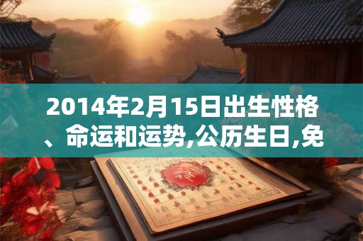 2014年2月15日出生性格、命运和运势,公历生日,免费算命 2014年2月15日出生性格、命运和运势,公历生日,免费算命