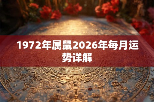 1972年属鼠2026年每月运势详解 1972年属鼠2026年每月运势详解