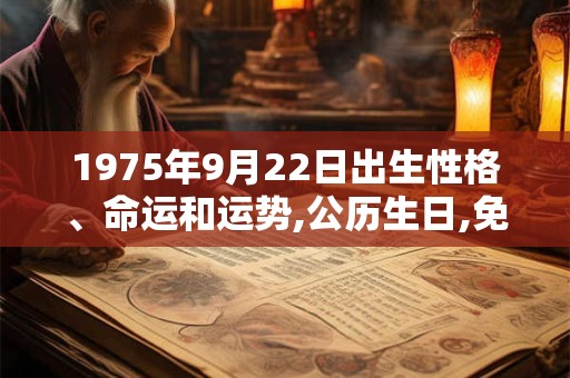 1975年9月22日出生性格、命运和运势,公历生日,免费算命