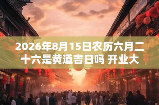 2026年8月15日农历六月二十六是黄道吉日吗 开业大吉吗 2026年8月15日农历六月二十六是黄道吉日吗 开业大吉吗