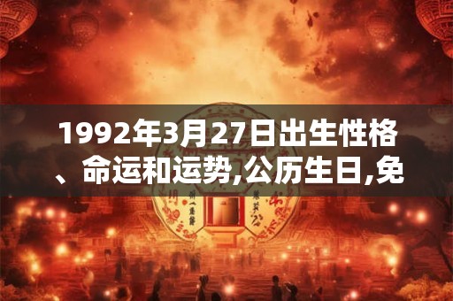 1992年3月27日出生性格、命运和运势,公历生日,免费算命 1992年3月27日出生性格、命运和运势,公历生日,免费算命