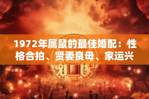 1972年属鼠的最佳婚配：性格合拍、贤妻良母、家运兴旺