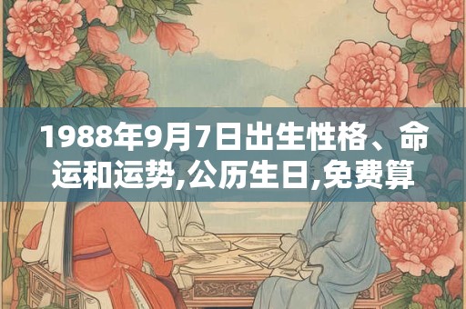 1988年9月7日出生性格、命运和运势,公历生日,免费算命