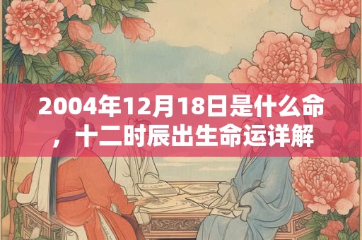 2004年12月18日是什么命，十二时辰出生命运详解