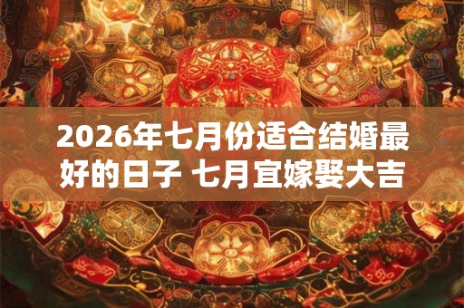 2026年七月份适合结婚最好的日子 七月宜嫁娶大吉日 2026年七月份适合结婚最好的日子 七月宜嫁娶大吉日