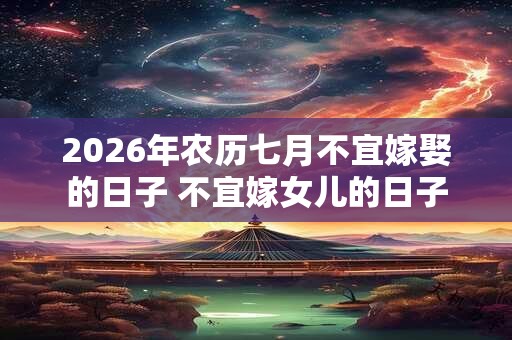 2026年农历七月不宜嫁娶的日子 不宜嫁女儿的日子 2026年农历七月不宜嫁娶的日子 不宜嫁女儿的日子