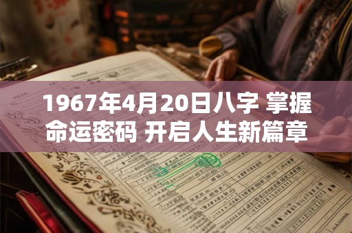 1967年4月20日八字 掌握命运密码 开启人生新篇章! 1967年4月20日八字 掌握命运密码 开启人生新篇章!