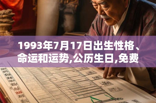 1993年7月17日出生性格、命运和运势,公历生日,免费算命