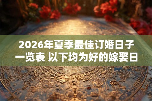 2026年夏季最佳订婚日子一览表 以下均为好的嫁娶日