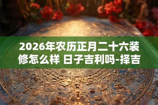 2026年农历正月二十六装修怎么样 日子吉利吗-择吉日网 2026年农历正月二十六装修怎么样 日子吉利吗-择吉日网