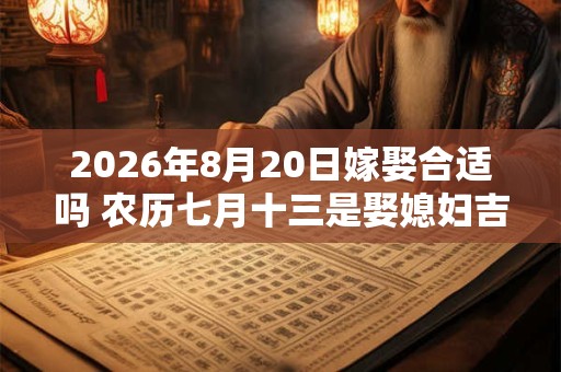 2026年8月20日嫁娶合适吗 农历七月十三是娶媳妇吉日吗 2026年8月20日嫁娶合适吗 农历七月十三是娶媳妇吉日吗