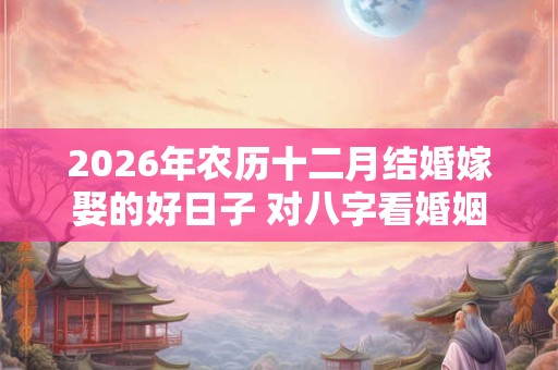 2026年农历十二月结婚嫁娶的好日子 对八字看婚姻
