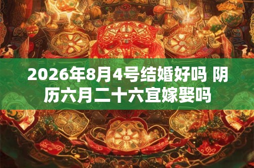 2026年8月4号结婚好吗 阴历六月二十六宜嫁娶吗