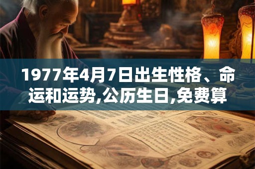 1977年4月7日出生性格、命运和运势,公历生日,免费算命