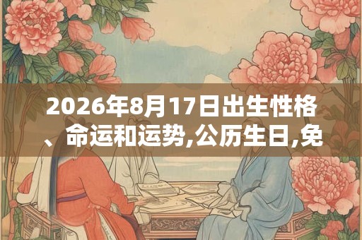 2026年8月17日出生性格、命运和运势,公历生日,免费算命 2026年8月17日出生性格、命运和运势,公历生日,免费算命
