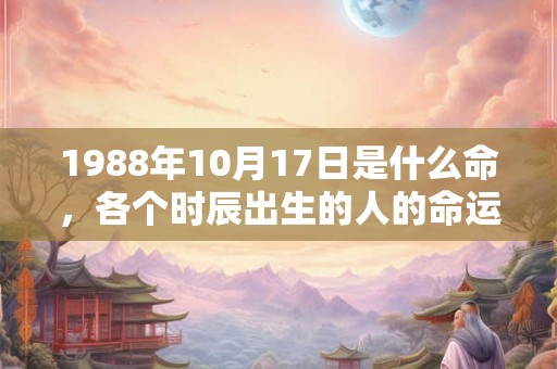 1988年10月17日是什么命，各个时辰出生的人的命运