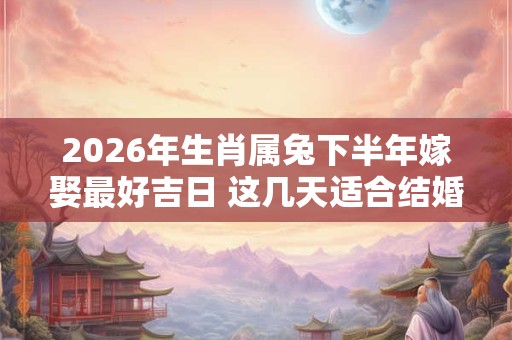 2026年生肖属兔下半年嫁娶最好吉日 这几天适合结婚