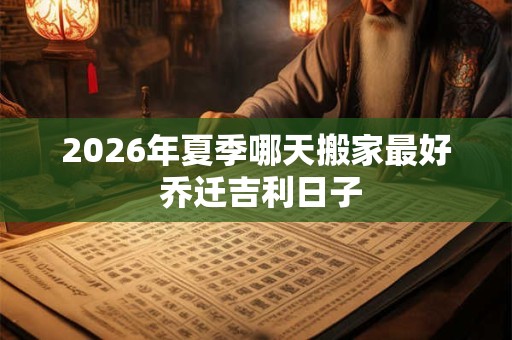 2026年夏季哪天搬家最好 乔迁吉利日子