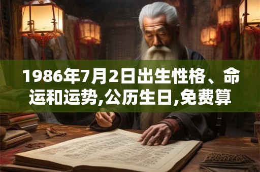 1986年7月2日出生性格、命运和运势,公历生日,免费算命 1986年7月2日出生性格、命运和运势,公历生日,免费算命
