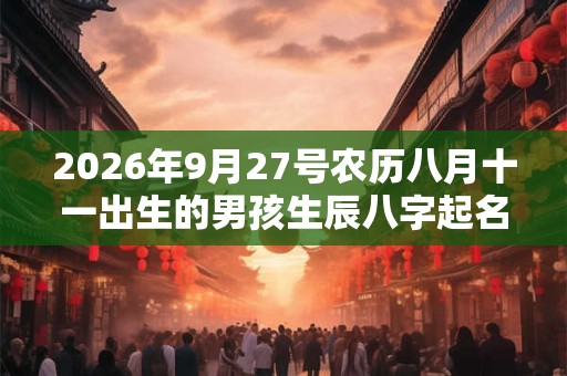 2026年9月27号农历八月十一出生的男孩生辰八字起名