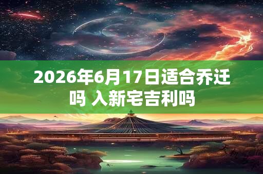 2026年6月17日适合乔迁吗 入新宅吉利吗 2026年6月17日适合乔迁吗 入新宅吉利吗