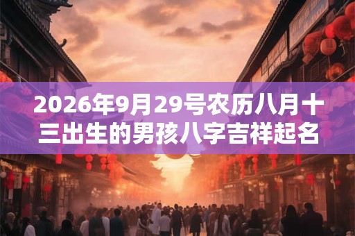 2026年9月29号农历八月十三出生的男孩八字吉祥起名