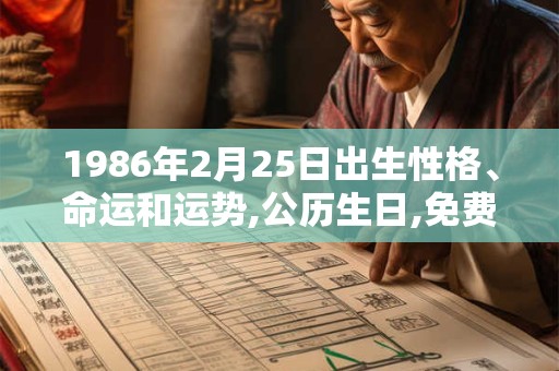 1986年2月25日出生性格、命运和运势,公历生日,免费算命