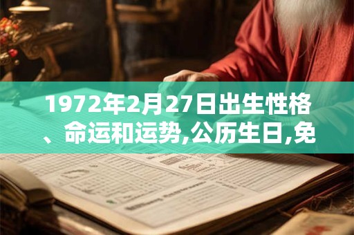 1972年2月27日出生性格、命运和运势,公历生日,免费算命 1972年2月27日出生性格、命运和运势,公历生日,免费算命