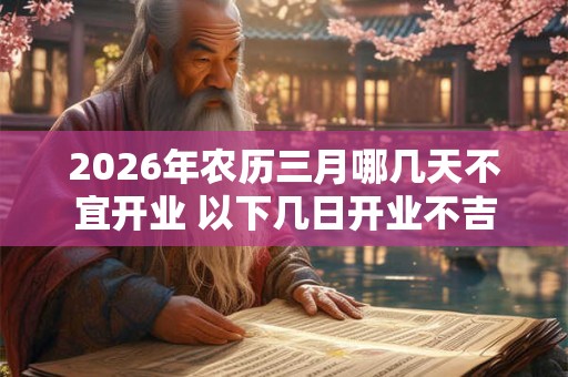 2026年农历三月哪几天不宜开业 以下几日开业不吉 2026年农历三月哪几天不宜开业 以下几日开业不吉