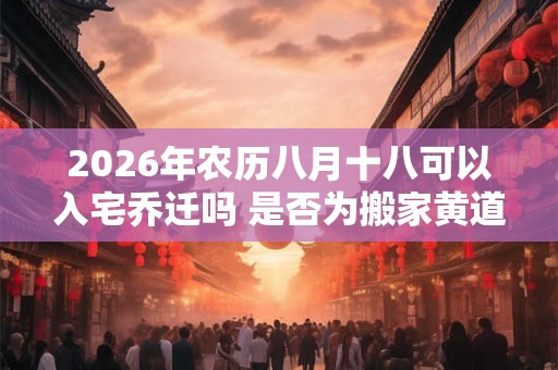 2026年农历八月十八可以入宅乔迁吗 是否为搬家黄道吉日 2026年农历八月十八可以入宅乔迁吗 是否为搬家黄道吉日